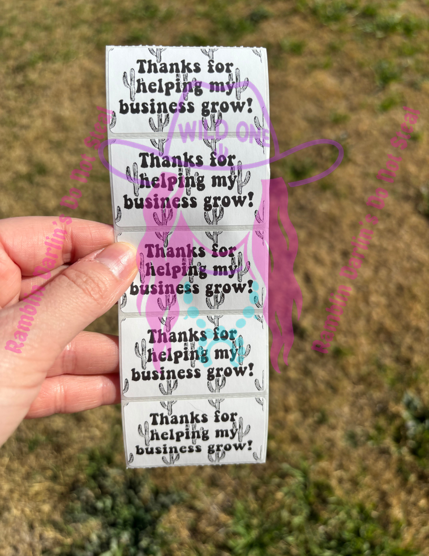 Thank You Cactus Print 2.25"x 1.25" Thermal Label (qty 100)