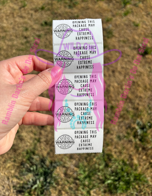 Warning Extreme Happiness 2.25"x 1.25" Thermal Label (qty 100)
