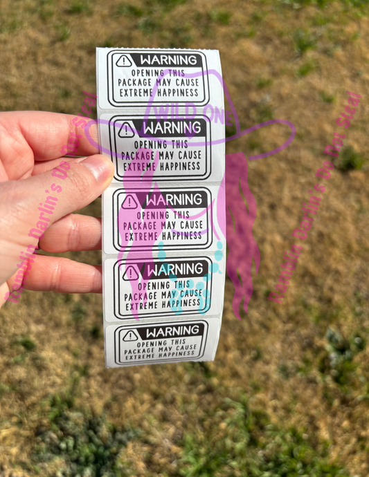 Warning Extreme Happiness 2.25"x 1.25" Thermal Label (qty 100)