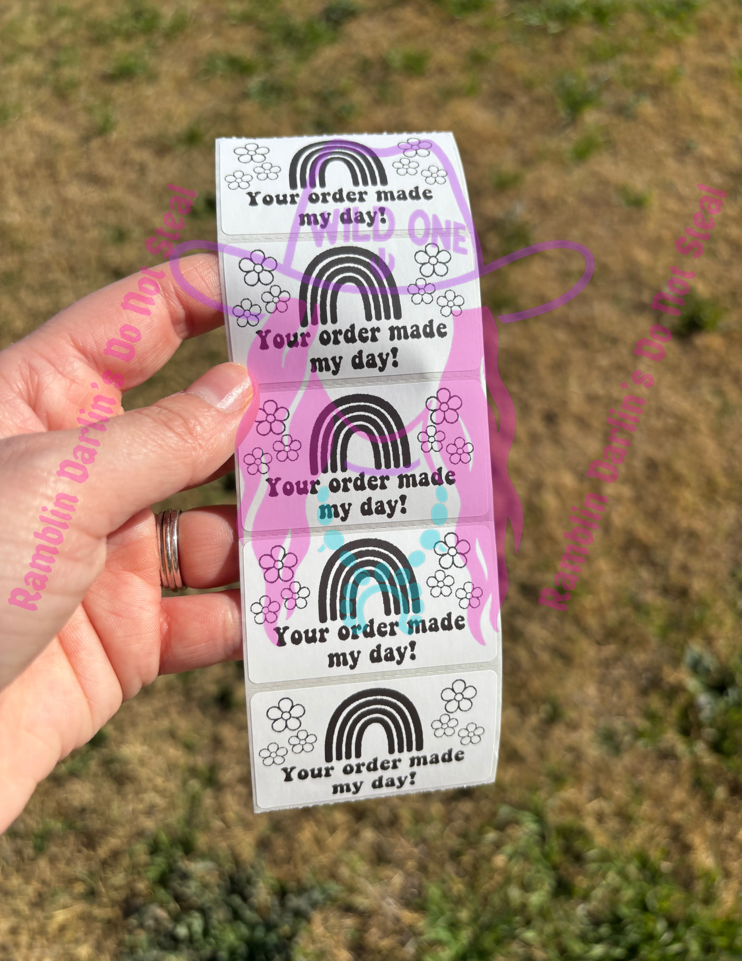 Your Order Made My Day Rainbow 2.25"x 1.25" Thermal Label (qty 100)