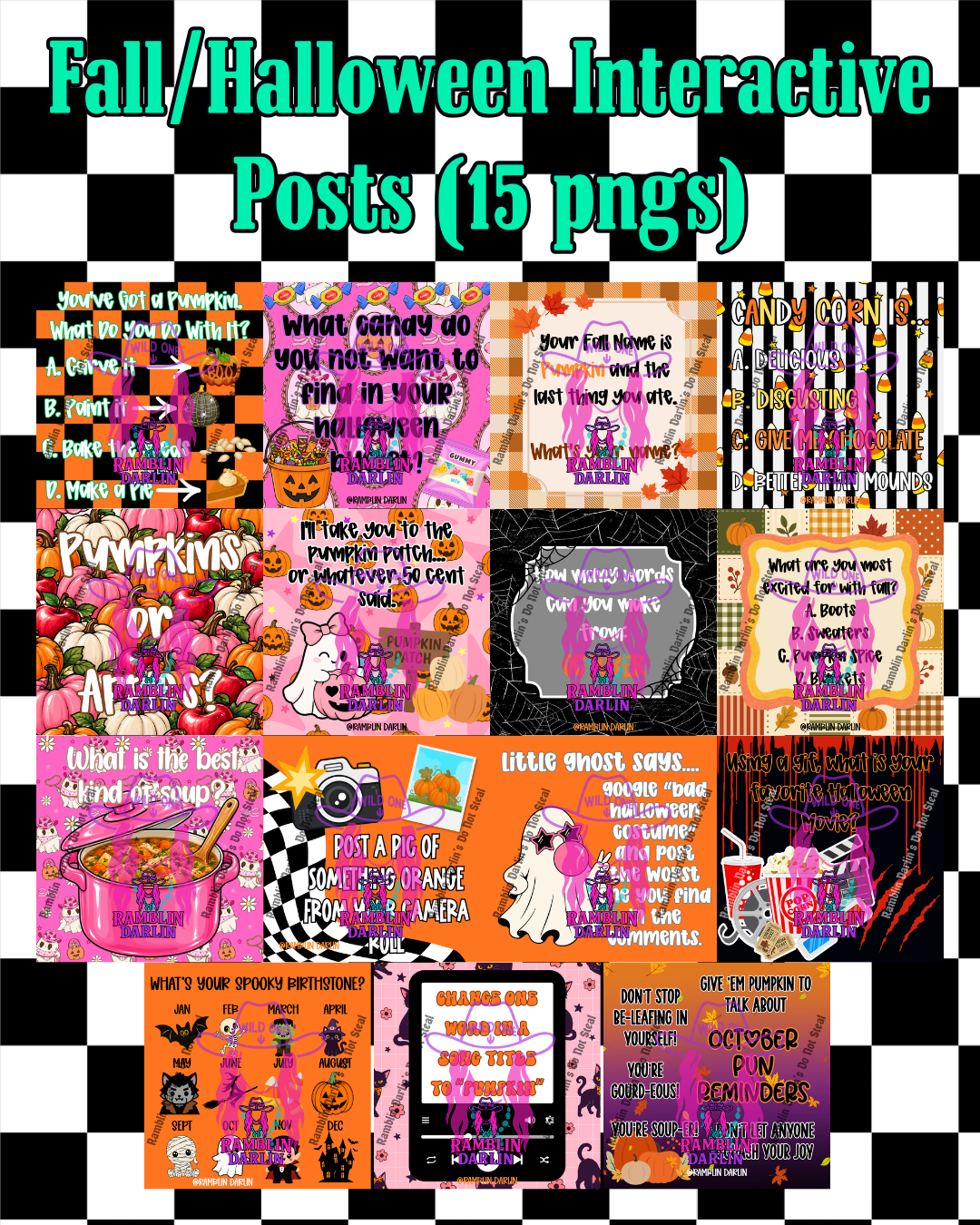 Fall/Halloween Interactive Posts PNG file (15 pngs)