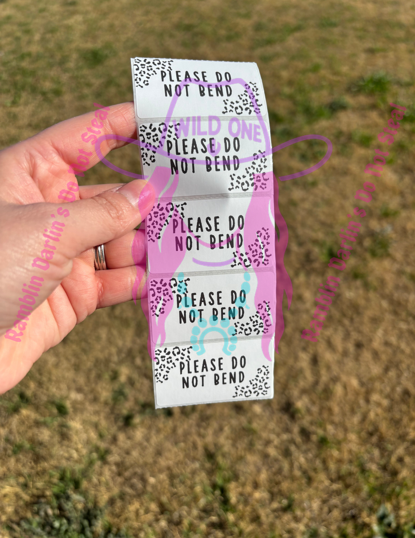 Please Do Not Bend Leopard Print 2.25"x 1.25" Thermal Label (qty 100)