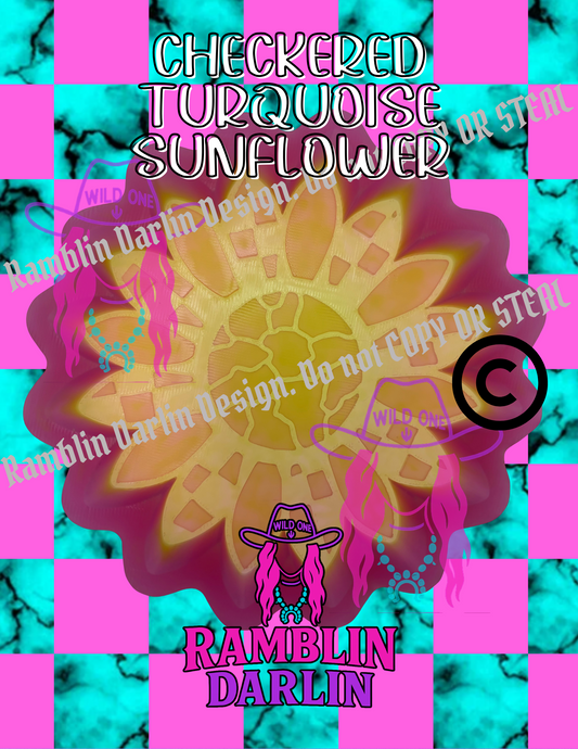 Checkered Turquoise Sunflower Mold ©️