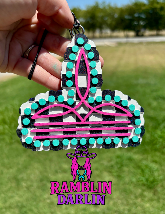 Checkered Turquoise Boot Stitch Mold