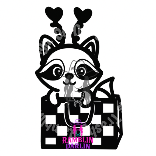 Raccoon in Gift Bag PNG file