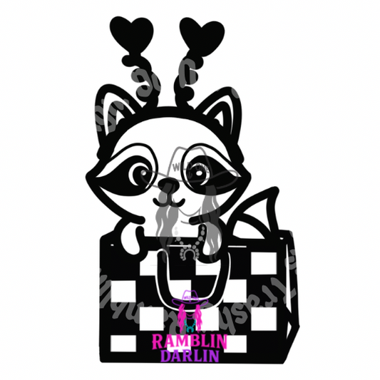 Raccoon in Gift Bag PNG file
