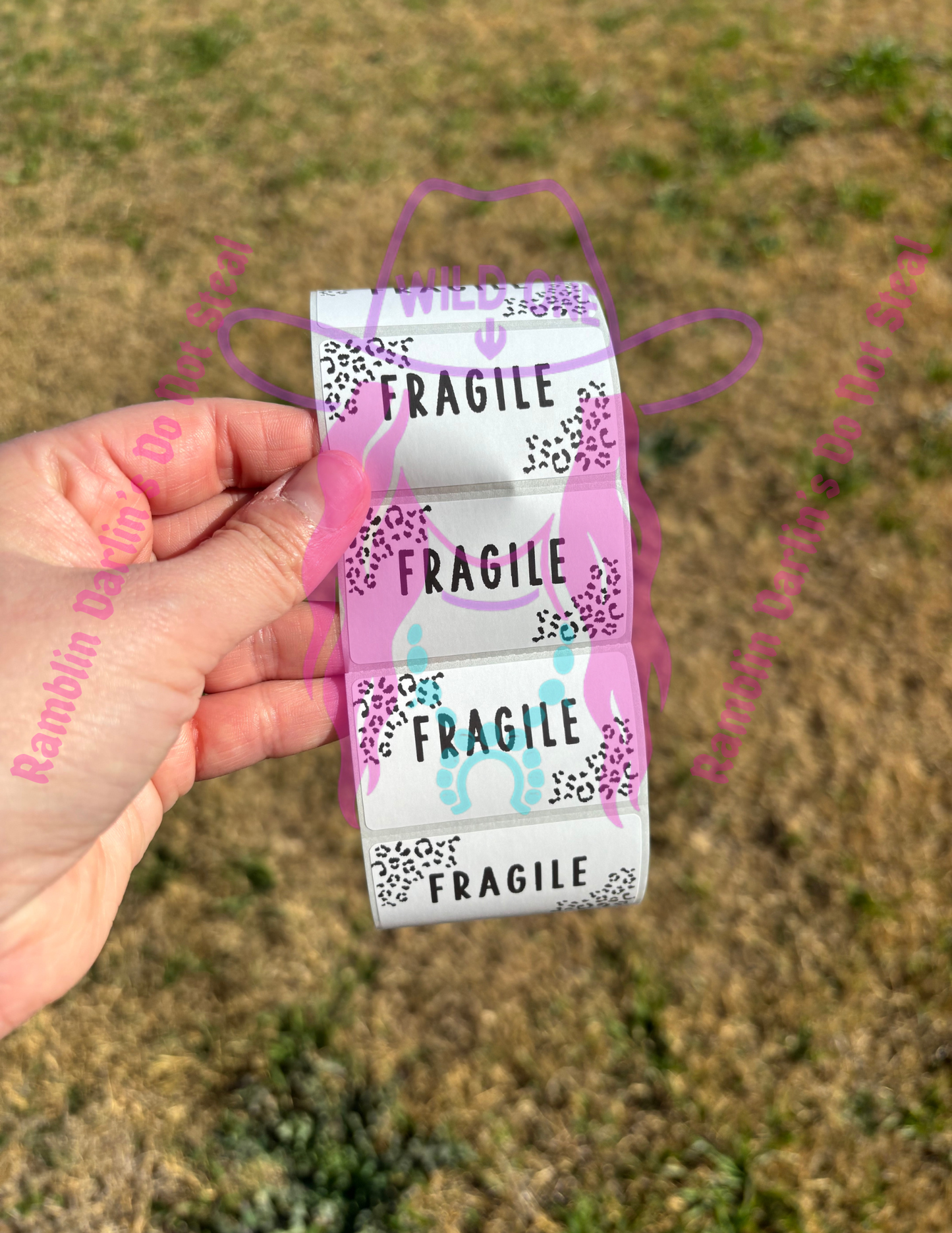 Fragile Leopard Print Borders 2.25"x 1.25" Thermal Label (qty 100)