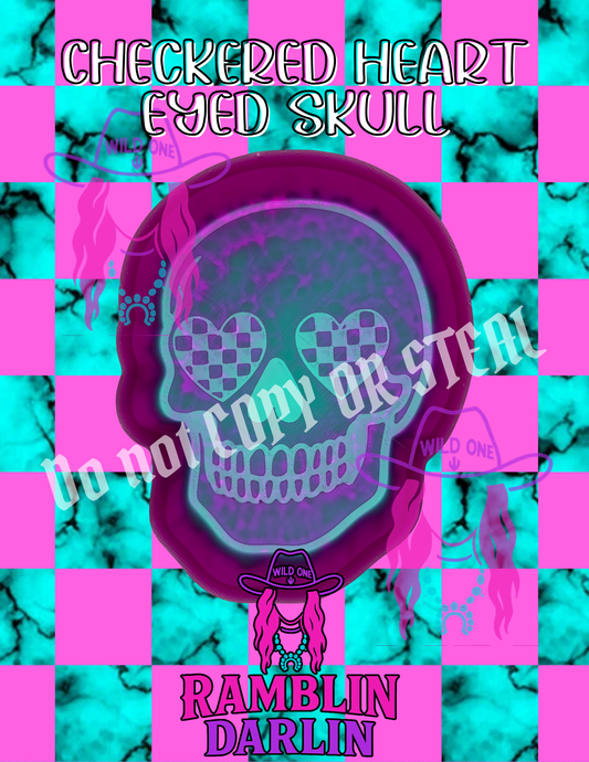 Checkered Heart Eyed Skull Mold