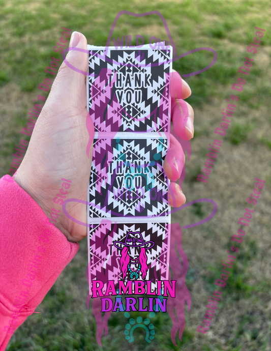 Aztec Print Thank You 2"x 2" Square Thermal Label (qty 100)