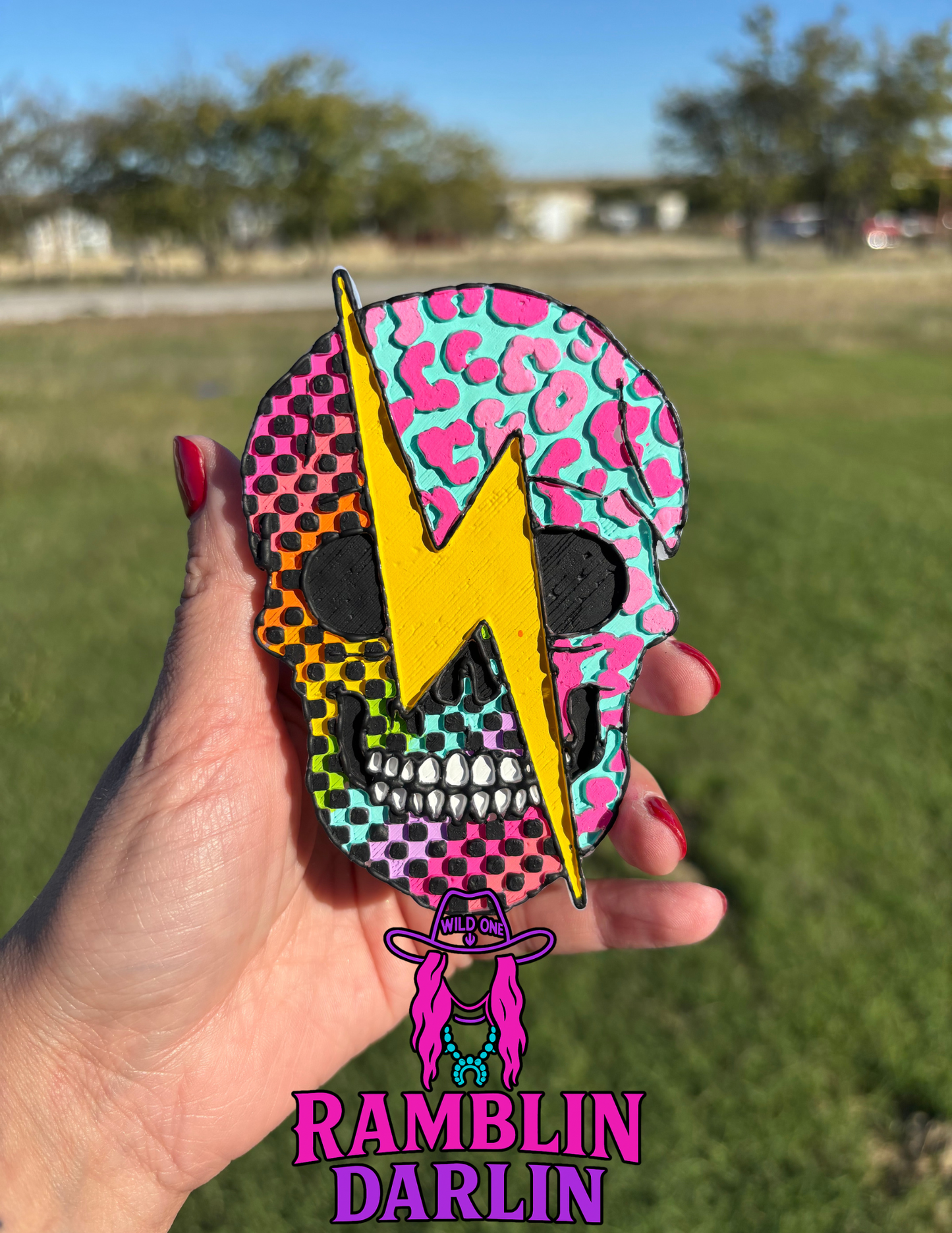 Checkered/Leopard Print Skull Mold