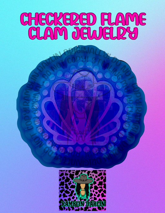 Checkered Flame Clam Jewelry Mold