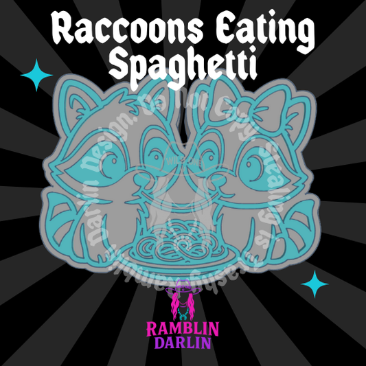 Raccoons Eating Spaghetti Mold