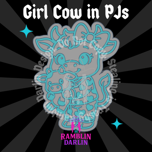 Girl Cow in Heart Pjs Mold