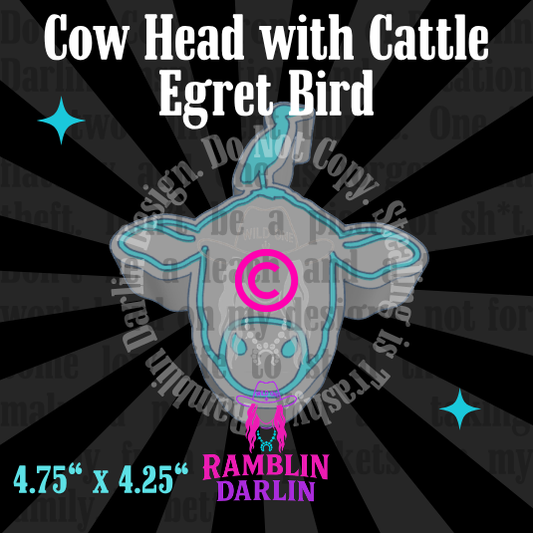 Cow Head with Cattle Egret Bird Mold©️