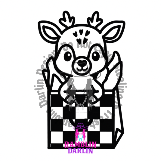 Deer in Gift Bag PNG file
