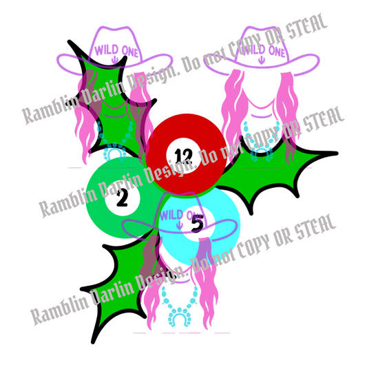 Pool Ball Holly PNG file (download will not be in color)