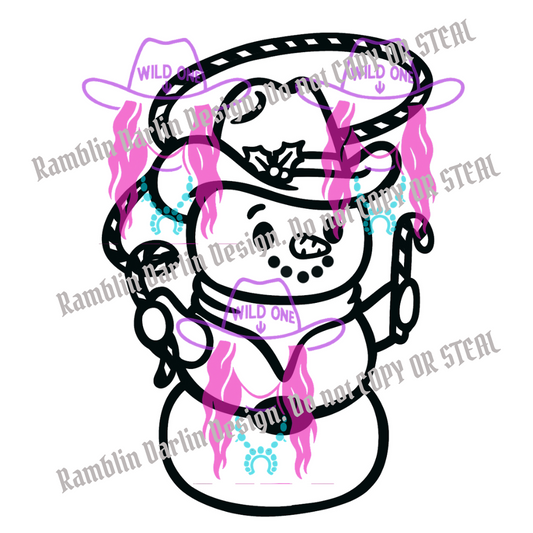 Candy Cane Cowboy Snowman PNG file