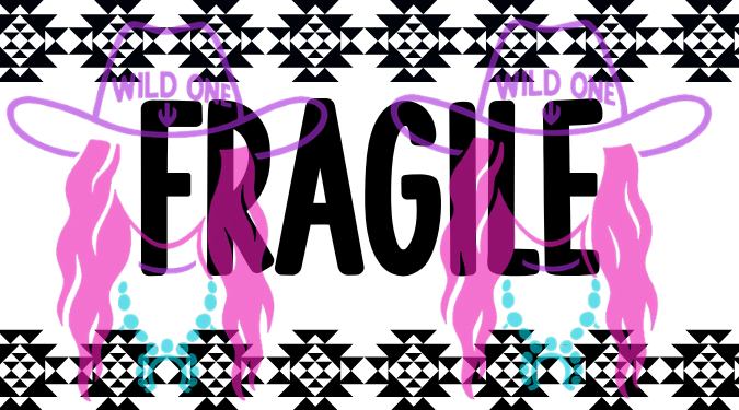 Fragile Aztec Border 2.25"x 1.25" Thermal Label (qty 100)