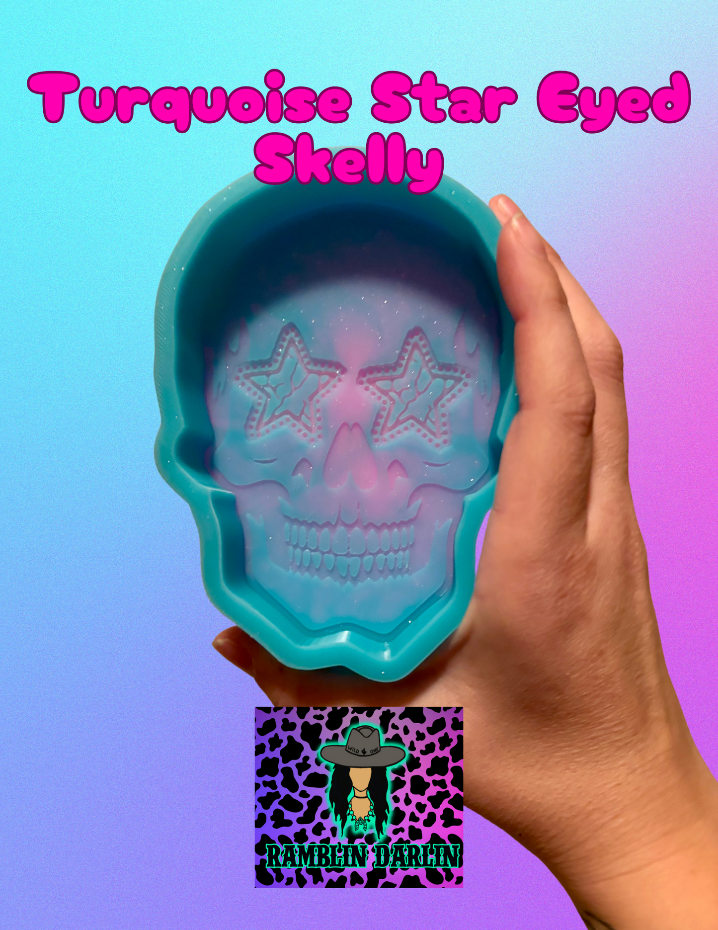 Turquoise Star Eyed Skelly Mold