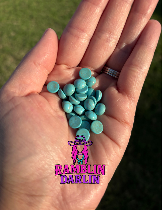 Flat Back Turquoise rounds (10 pk)
