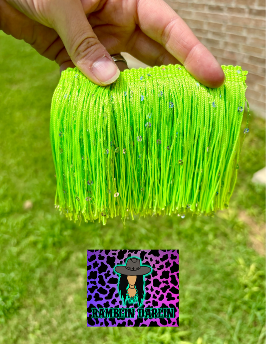 Neon Green Sequin 4” Fringe