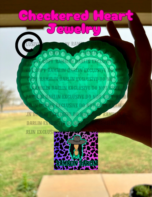 Checkered Heart Jewelry Mold ©️