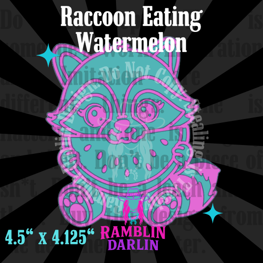 Raccoon Eating Watermelon Mold