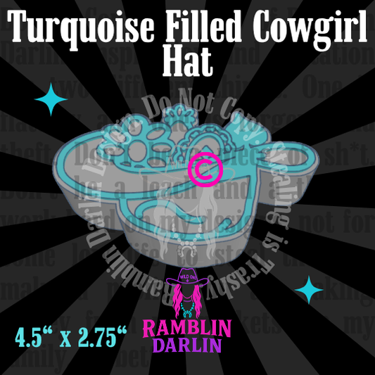 Turquoise Filled Cowgirl Hat Mold©️