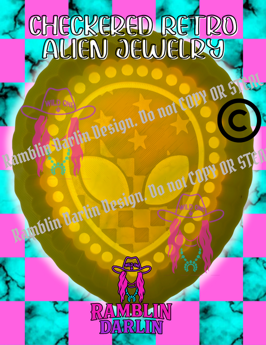 Checkered Retro Alien Jewelry Mold ©️